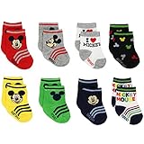 Mickey and Minnie Mouse Baby Boys Girls 8 pack Socks (6-12 Months, Mickey Multi)