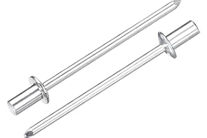 uxcell 50Pcs 1/8" x1/4" Aluminum Closed End Dome-Head Blind Rivets, Grip Closed End Type Blind Rivets for DIY, Sheet Metal, A