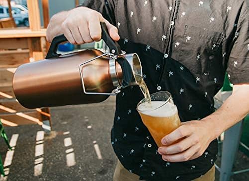 DrinkTanks 32 Oz Insulated Stainless Steel Growler - Vacuum Sealed, Leakproof, Keeps Beer Cold 24+ Hours, With Handle, Dishwasher Safe