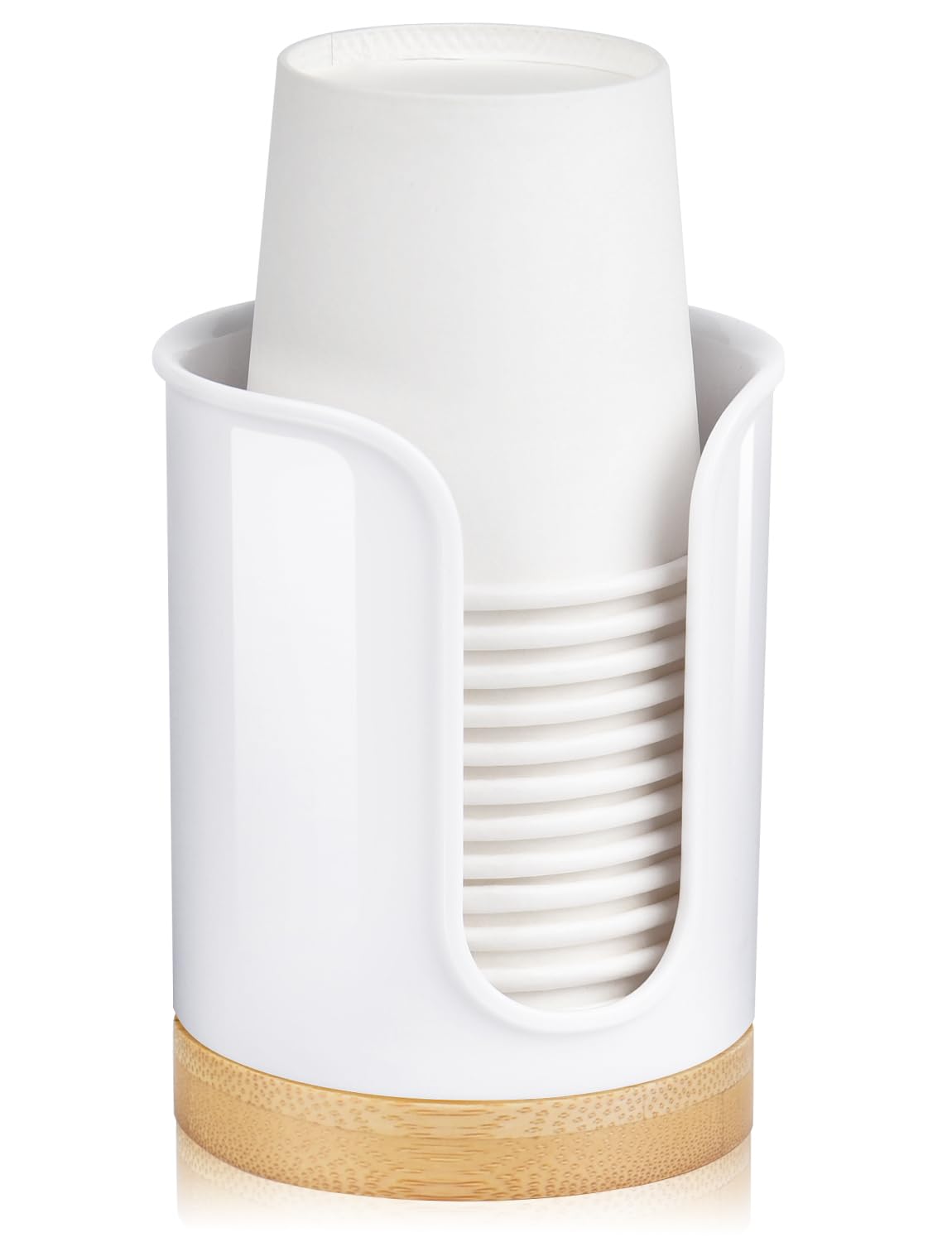 Photo 1 of housewife cabinets Bathroom Cup Dispenser - Small Cup Holder for Dixie 3 oz Bathroom Cups, Mouthwash Cups, 3 4 Ounce Cup Dispenser - PC/Bamboo, White, Pack of 1