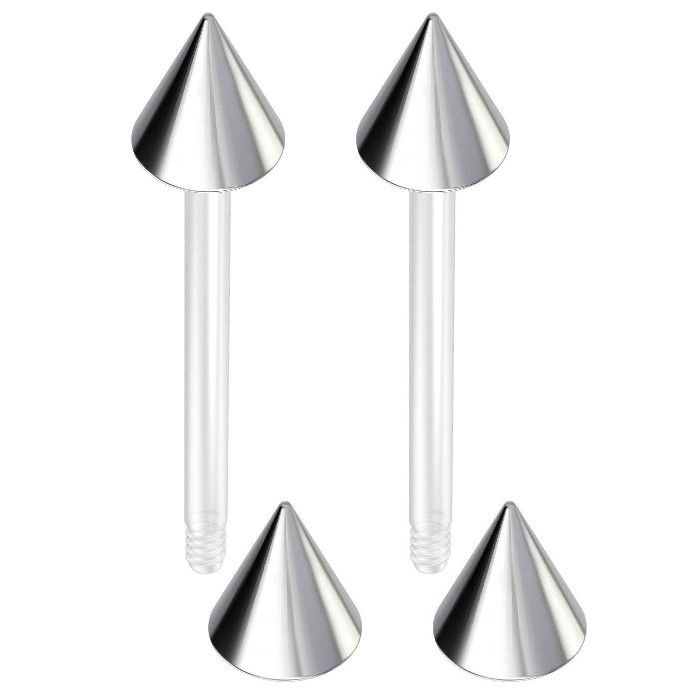 Bling Piercing 2pc 16mm 1.6mm Flexible Tongue Bar Rings Bioflex 14mm 9/16 Bioplast Barbell Ring Steel Anodized Spike