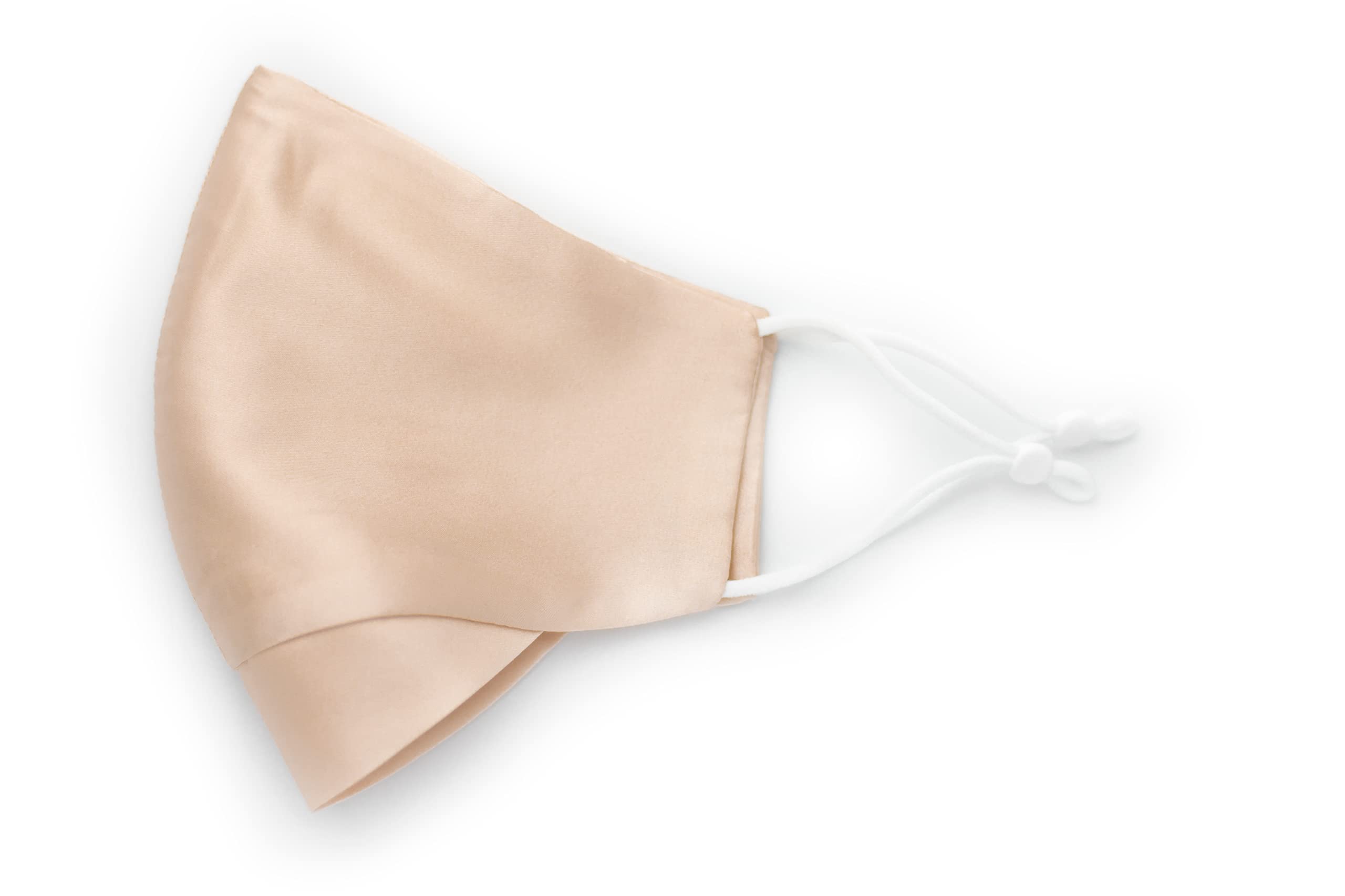 Habac Studio 100% Mulberry Silk Face Mask, Face Masks Washable UK, Reusable Face Masks, 2 Layers Nose Wire Adjustable. UK (Nude 01)