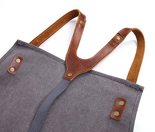 image for ZOMCHAIN Waxed Canvas Work Apron with Tool Pockets Fully Adjustable, L