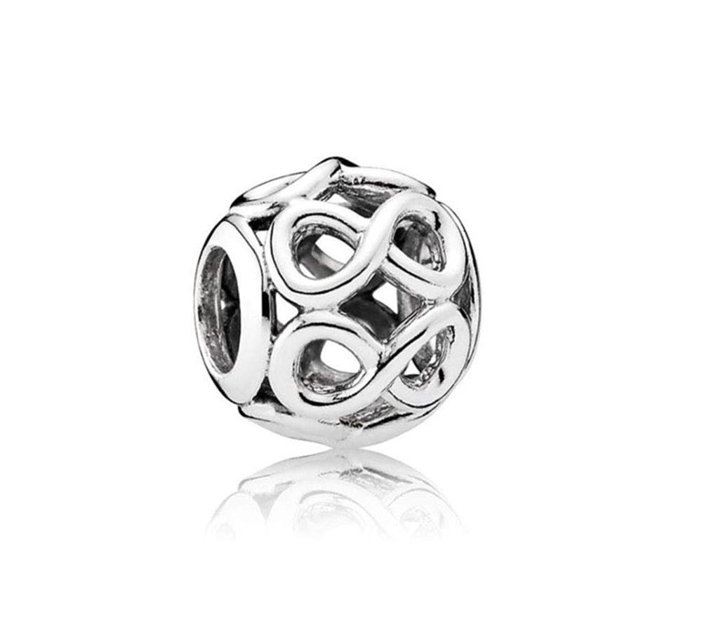 FGT S925 Openwork Hearts Flower Infinity Beads Charms fit Pandora Bracelets Birthday Charms Gift for Women Silver Rose Gold Tone (Infinity)