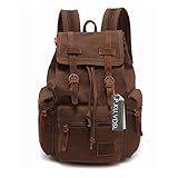 Canvas Backpack, P.KU.VDSL-AUGUR SERIES Vintage Canvas Leather Backpack, Retro Hiking Daypacks, Computers Laptop Bag, Unisex Casual Rucksack Satchel Bookbag for School Travel Outdoor Men Women