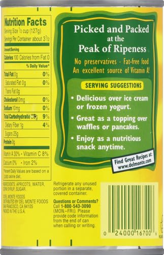 DEL MONTE APRICOT HALVES IN HEAVY SYRUP, 15.25 OZ