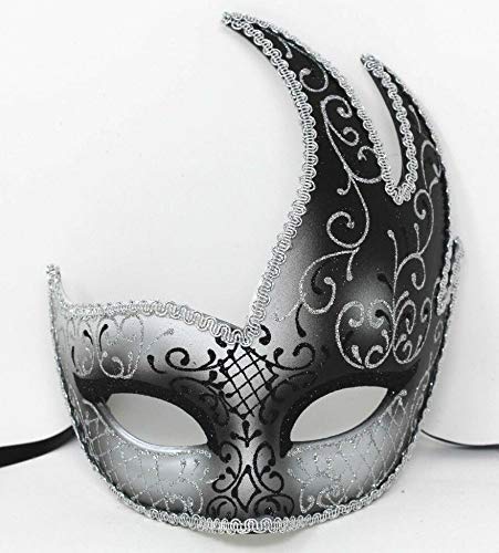 Stunning Black & Silver Venetian Masquerade Carnival Ball Party Eye Mask