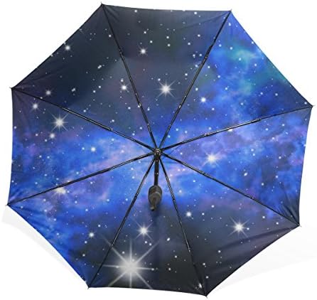 KISY Purple Magical Universe Galaxy Sky Star Umbrella Windproof Compact Fashion World Map Folding Travel Rain Umbrella