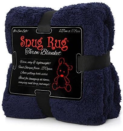 Snug Rug Special Edition Luxury Sherpa Fleece Throw Blanket (Navy Blue)