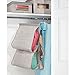 mDesign Soft Fabric Hanging Closet Rod Storage Organizer for Storing and Organizing Purses, Backpacks, Satchels, Crossovers, Handbags - 5 Open Pockets - Textured Print - 2 Pack - Linen/Tan