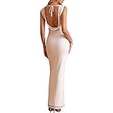 XinFSh Women's Bodycon Maxi Dress Sexy Backless Tie Mesh Long Formal Wedding Guest Cocktail Dresses
