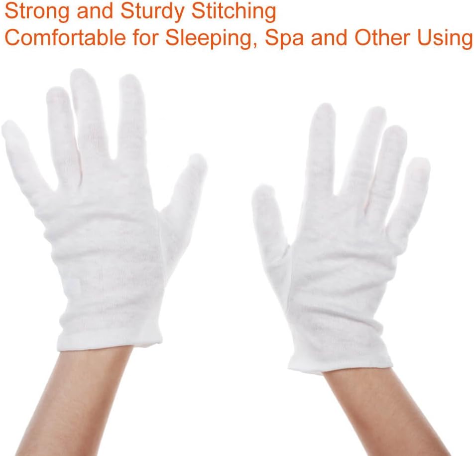 Paxcoo 6 Pairs XL White Cotton Gloves for Dry Hand Moisturizing Cosmetic Eczema Hand Spa and Coin Jewelry Inspection: Home Improvement