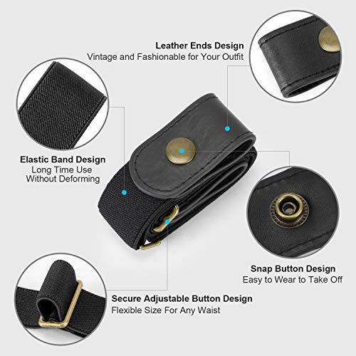 No Buckle Stretch No Show Belt for Men 1.38 inches Wide, Buckless Invisible Elastic Belt for Jeans Pants by WHIPPY Large