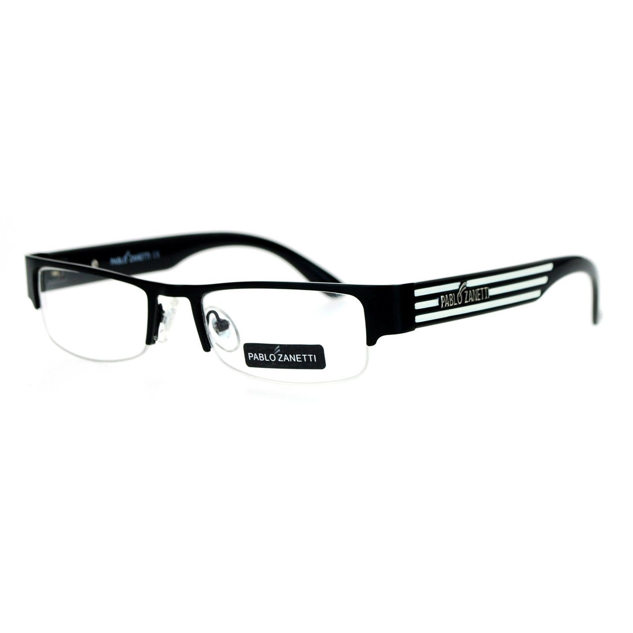 Pablo Eyeglasses Rectangular Half Rim Clear Lens Glasses Black White Buy Online in UAE