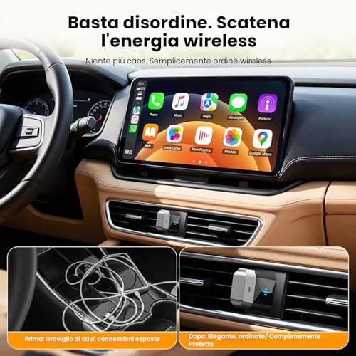 Volam 2 in 1 Wireless Carplay Adapter for CarPlay & Android Auto 2026 Upgrade Upgrade from Wired to Wireless, USB to Type-C Adapter Plug & Play Compatible with iOS 10+ and Android 11+