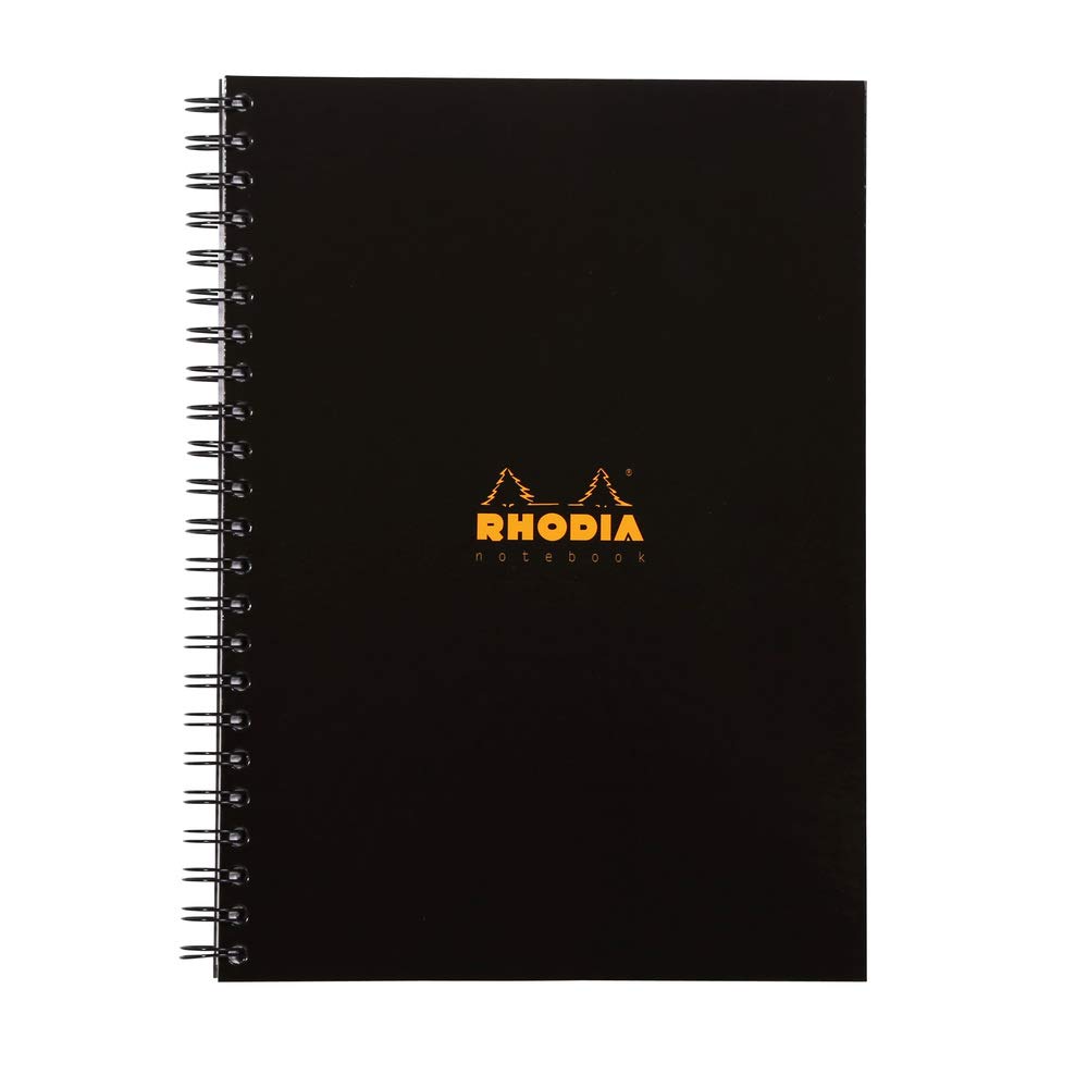 Rhodia - Ref 119232C - Hardback Casebound Business Book (160 Pages) - A4 Size, Lined Rulings, 90gsm Vellum Paper, Year Planner on the Inside Front Cover - Black Cover