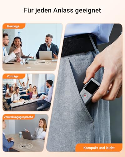 NUASI AI Digital Voice Recorder, Transcribe and Summary, Voice Activated Recording with Playback, 90+ Languages, 64GB Memory, One Touch Recording, For Lecture/Interviews/Classes