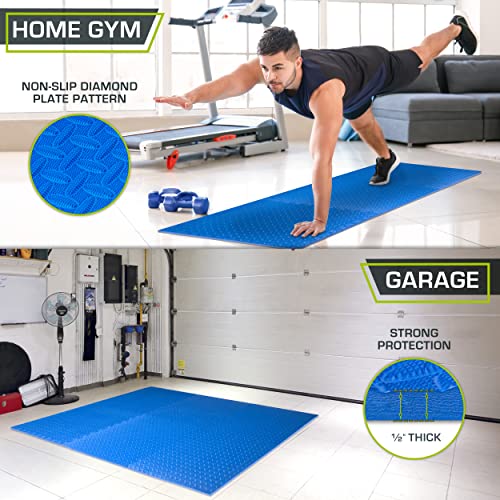 ProsourceFit Exercise Puzzle Mat ½ inch, 24 SQ FT, 6 Tiles, EVA Foam