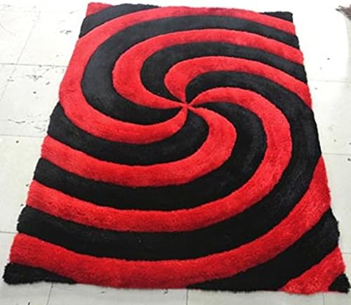 Shag Area Rug Design 3-D 804 (Red, 8 Feet X 10 Feet)