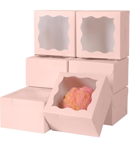 ROSPAKTEK 100Pcs Plastic Clear Single Treat Boxes With Full Window - 4x4x1.2inch, Dessert Box For Macarons, Donuts, Parties & Holidays