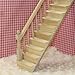 Lowpricenice 1:12 Dollhouse Pre-Assembled Staircase Wooden Stair Stringer Step with Left Handrail