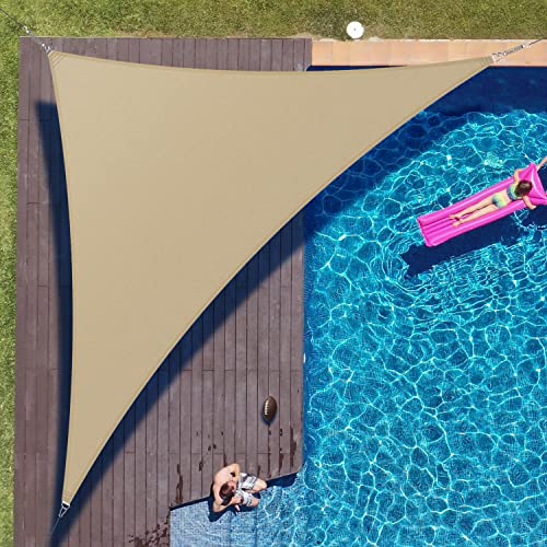 Photo 1 of ColourTree 20' x 20' x 28.3' Sand Right Triangle CTAPRT20 Sun Shade Sail Canopy Mesh Fabric UV Block UPF50 - Commercial Heavy Duty - 190 GSM - 3 Years Warranty (We Make Custom Size)