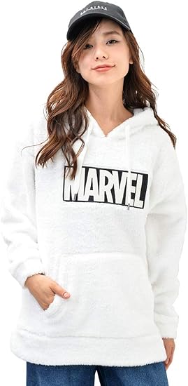Amazon オフホワイト M D Loop ディーループ Marvel マーベル Boxロゴ 両面ボア プルパーカー モコモコ 暖か パーカー レディース 005 6 トレーナー パーカー 通販