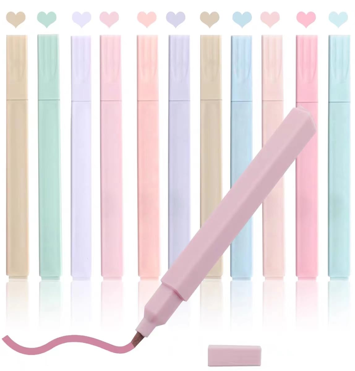 GLEEMEN Highlighters, Mild Assorted Colours Highlighters Pens, Aesthetic Cute Pastel Highlighter With Chisel Tip, No Bleed Dry Fast Easy to Hold, for Bible, Notes, School Supplies (Single headed)