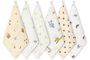 norinori Baby Msulin Washcloths Newborn Face Towel - Baby Muslin Burp Cloths 6Pack Soft Absorbent Natural Cotton Wash Towel 10""X10"" Baby Bath Towels Wipes Baby Registry as Shower, shoupa-4-6(3)
