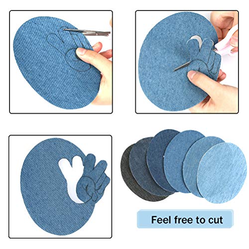 WOWOSS 30 Pcs Iron on Denim Patches Jean Fabric Repair Patches with 6 DIY Embroidered Patches, Iron on Repair Kit for Clothing, Jeans, Jacket - Thumbnail 3