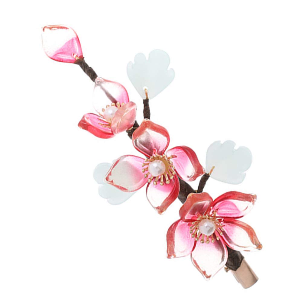 Minkissy Chinese Style Hairpin Crystal Flower Hair Clip Vintage Wedding Edge Clip Headdress Hair Accessories for Bridal Bridesmaids Women Jewelry Red