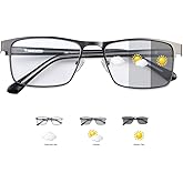 YIMI Photochromic Nearsighted Distance Glasses Spring Hinge UV400 Sunglasses Anti-Blue Light Myopia Glasses for Men Women (Black, -1.00, x)