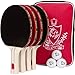 BeLegend Ping Pong Paddle Set (4 Rackets, 3 ping Pong Balls and case) - Pro Level ping Pong Table Tennis Racquet Set