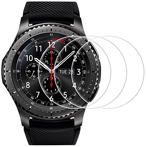 AFUNTA Screen Protector Compatible Samsung Gear S3 Frontier and Classic,, 3 Pack Smartwatch Tempered Glass Film Anti-Scratch High Definition Cover