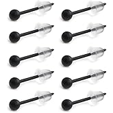 Ruifan 3mm Ball Flexible Bioplast Black PVC Plastic Blank Ear Nose Pin Bone Stud Nickel Free Earrings Piercing Retainers 20G