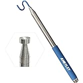 Telescoping Pickup Tool Magnetic Pole with Hook, 10 FT Push Pull Rod | Wire Reacher Grabber, Disc Golf Retriever, Telescopic Magnetic Pick-Up Tool