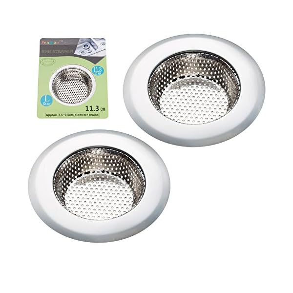 Fengbao 2PCS Kitchen Sink Strainer - Stainless Steel, Large Wide Rim 4.5" Diameter