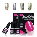CLAVUZ 4pcs Starry Gel Nail Polish Color Collection Set Soak Off Glitter Galaxy Gel Nail Lacquer Super Bling Nail Art Manicure 8ml New Starter Gift Kit