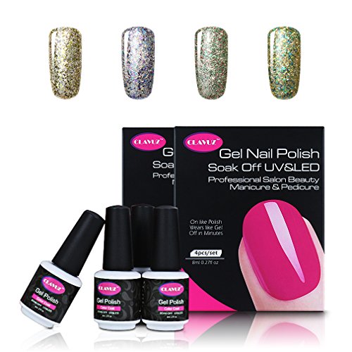 CLAVUZ 4pcs Starry Gel Nail Polish Color Collection Set Soak Off Glitter Galaxy Gel Nail Lacquer Super Bling Nail Art Manicure 8ml New Starter Gift Kit CLAVUZ 4pcs Starry Gel Nail Polish Color Collection Set Soak Off Glitter Galaxy Gel Nail Lacquer Super Bling Nail Art Manicure 8ml New Starter Gift Kit
