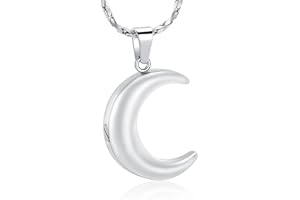 Imrsanl Cremation Jewelry for Ashes Moon Urn Necklace Stainless Steel Memorial Lockets Keepsakes Jewelry for Ashes Pendant - 