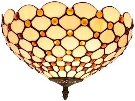 Simple Tiffany Style Ceiling Lights Flush Mount 12 Inches Tandem