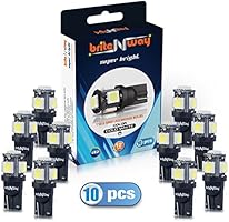 T10 Wedge Type - W5W 194 168 5050 5-SMD Cool White LED 12V Interior Car Light Bulbs - Pack of 10 - Direct Replacment and Reverse - Auto - RV - Used For Signal, Dome, Trunk, Dashboard, Parking Lights
