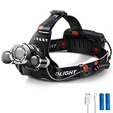 LED Headlamp USB Rechargeable Headlight with Rotatable Adjustable Head Super Bright Waterproof Zoomable Flashlight 4 Modes Hands-free Lantern for Camping Fishing Hiking