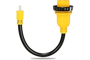 PLIS 30 Amp to 15 Amp 125 Volt RV Adapter Cord with Twist Locking,NEMA 5-15P Male to L5-30R Female Electrical Power Adapter,Heavy Duty STW 10 Gauge,1.5FT