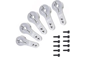 SHARE GOO 5 Pack ShareGoo 25T Aluminum Servo Horns M3 Threads Metal Steering Arm for RC Car Truck Buggy Airplane,Titanium Color
