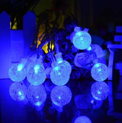Solar Powered Garden Lights String - Angeka 20 Foot Long Lights String 30 LED Lights Blue Fairy Lighting for Home, House, Party, Wedding, Birthday Decoration(Blue Globe Lights)
