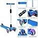BELEEV Kick Scooter Kids 3 Wheel Scooter, 4 Adjustable Height, Lean to Steer LED Light Up Wheels Children from 3 to 14 Years Old (Dark Blue)