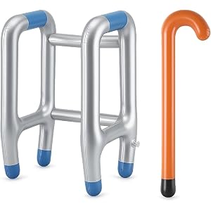 2Pcs Inflatable Walker and Cane,Fake Cane Blow Up Toy,Funny Old Age Costume Accessories for Christmas,Halloween,Party Decor R