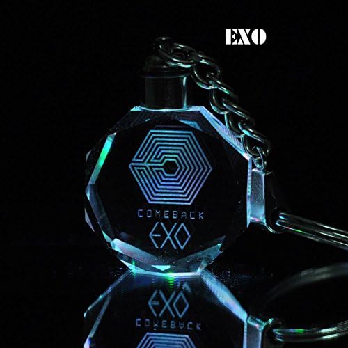 Korean EXO Kpop Fans Colorful Color Change Led Key Chain Crystal Pendant Key Ring (exo)