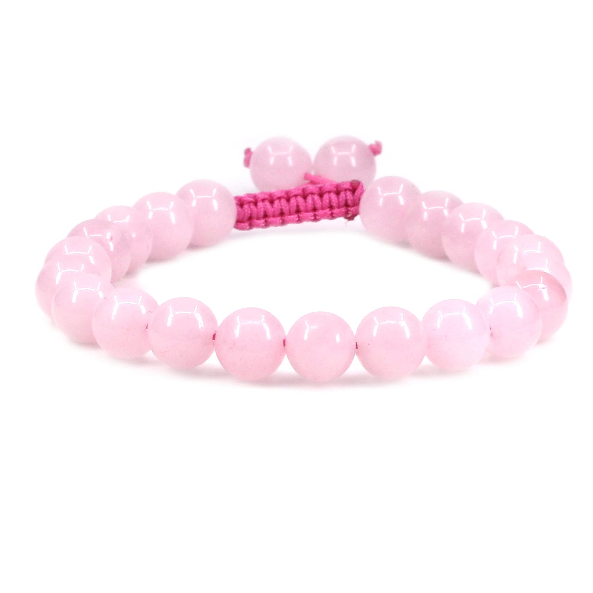 CHENYUE Natural Rose Crystal Gemstones 8mm Round Beads Adjustable Chakra Reiki Bracelets Unisex